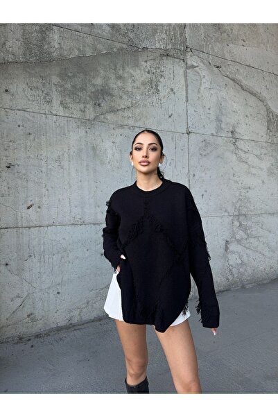 Ekim Store Βασικό πλεκτό πουλόβερ με φούντες