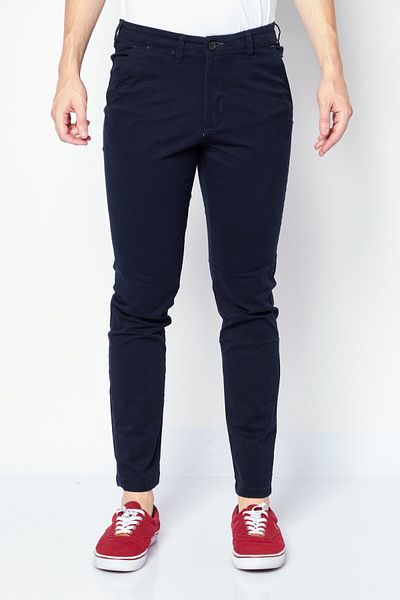 Selected Homme Men Slim Fit Solid Chino Pants, Black