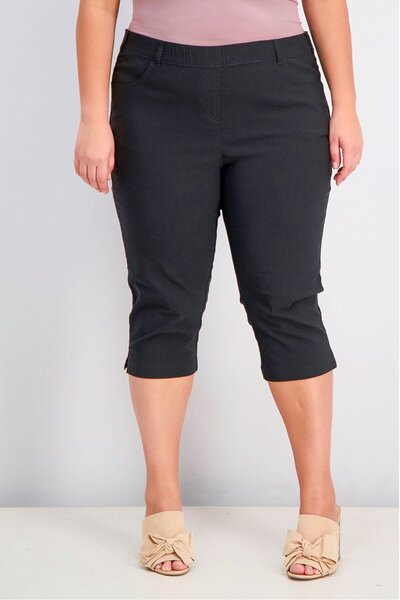 Tchibo Women Pull On Side Slit Capri Pants, Black