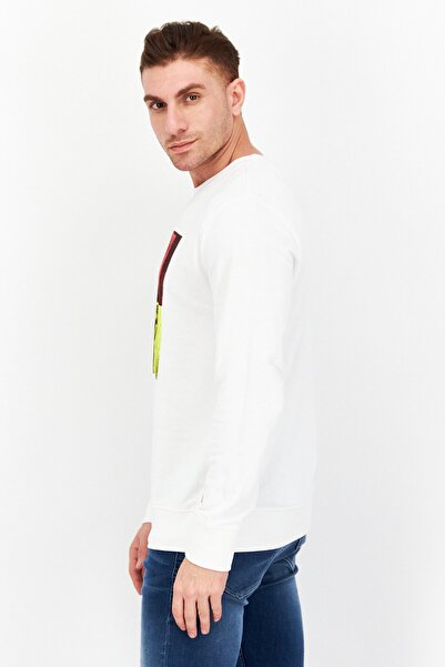 Levi's Men Crew Neck Long Sleeve Graphic Print Sweatshirt, White