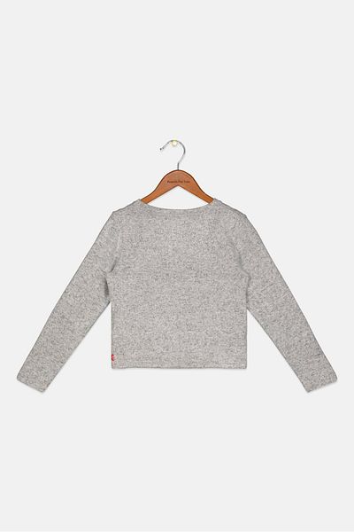 Levi's Kids Girls Round Neck Long Sleeves Brand Logo Top, Grey