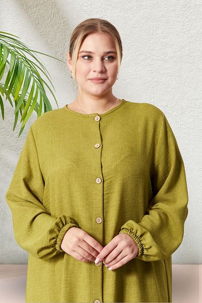 Ferace Σετ 2 τεμαχίων λινό Plus Size Ayrobin - Γυναικείο