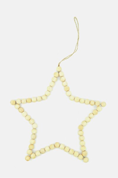 Boltze خرزات نجمة خشبية مزخرفة على شكل عيد الميلاد، كريمي