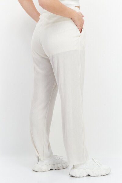 Adidas Originals Women Regular Fit Brand Logo Wide Leg Pant, Beige