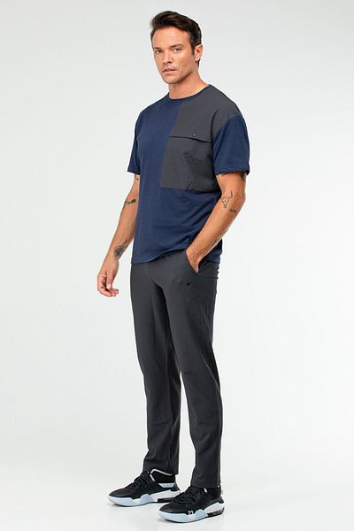 speedlife Ανδρική φόρμα φόρμας με κοντό μανίκι Navy Blue Oversize βαμβακερή λαιμόκοψη xb0094