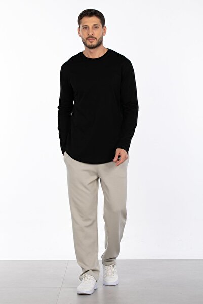 BARRELS AND OIL Crew Neck Long Sleeve T-Shirt - Black