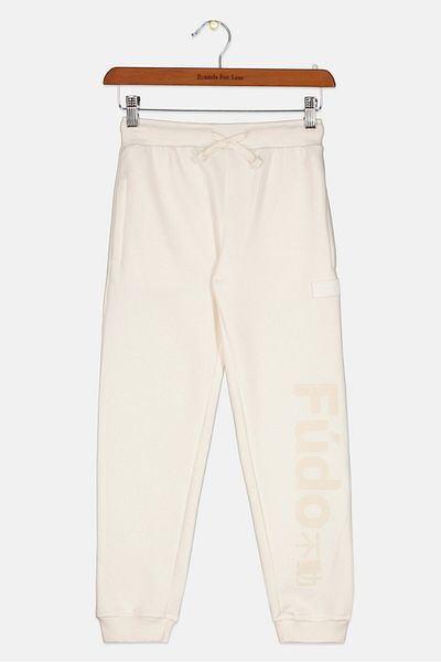 Fudo Kids Boy Brand Logo Jogger Pants, White