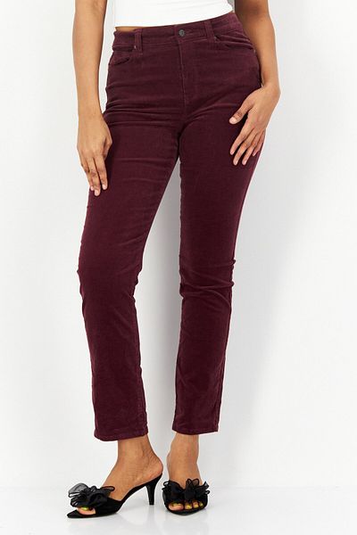 Gloria Vanderbilt Women Slim Fit Plain Stretchable Corduroy Pants, Purple