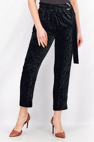 The Kooples Women Regular Fit Textured Velvet Pants, Black