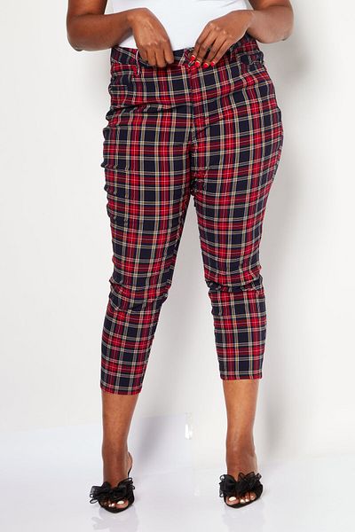Tommy Hilfiger Women Plus Size Plaid Pants, Red Combo