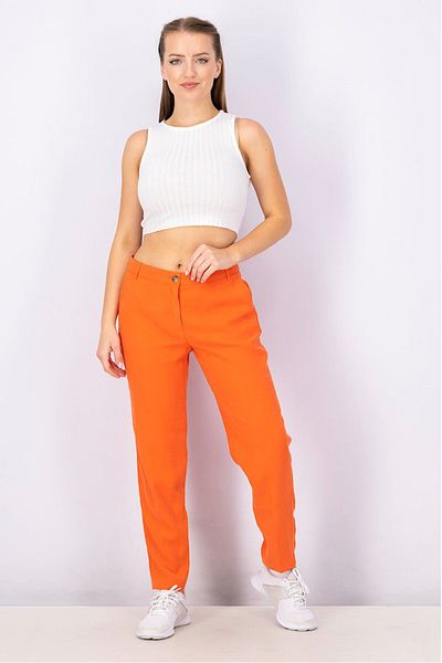 Esprit Women Regular Fit Solid Chino Pants, Orange