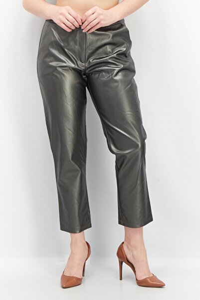 Esprit بنطلون جلدي نسائي بقصّة عادية، رمادي