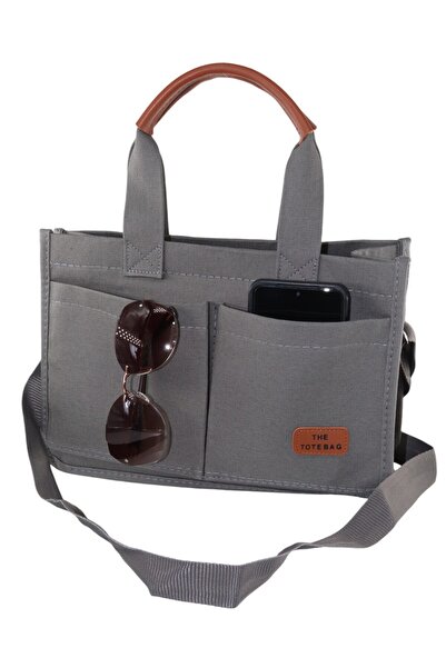 KEEBA Gray Canvas Strap Hand and Shoulder Bag - Women