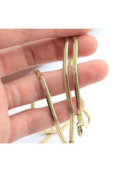 PİGADO Pigado Paslanmaz Çelik Yılan Derisi Model Kolye Ezme Zincir 65 Cm