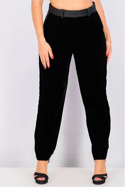 Emporio Armani Women Regular Fit High Rise Solid Pants, Velvet Black