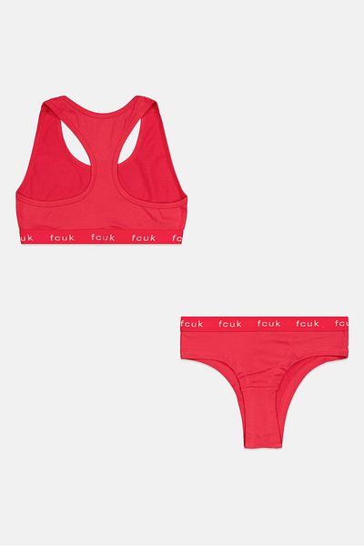 French Connection Women 2 Piece Non Padded Bralette With Pantie, Pink