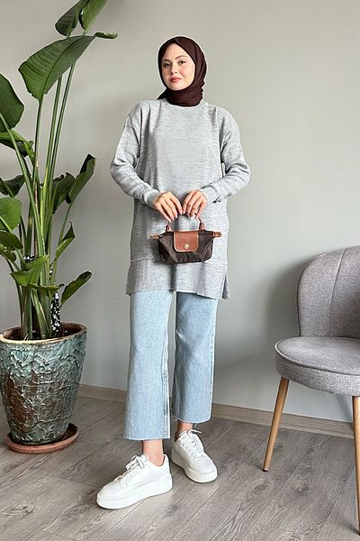 InStyle Pulover de bază din tricotaje gri