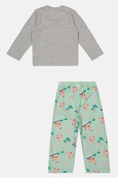 Family PJs Toddlers Boy 2pcs Graphic Print Pajama Set, Green