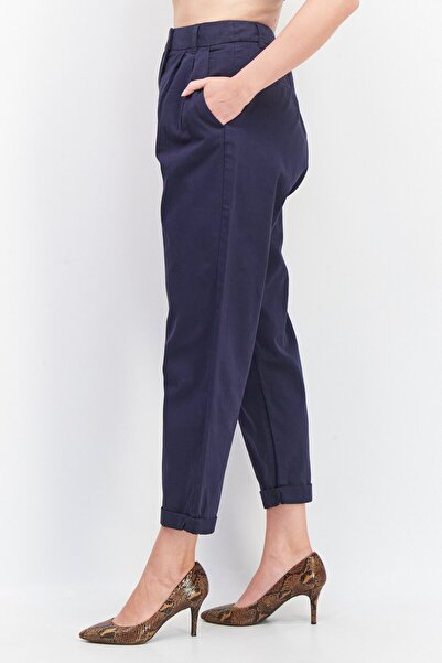 Esprit Women Regular Fit Solid Trouser Pants 28 Length, Navy