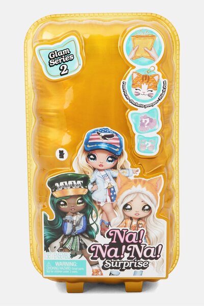 Na Na Na Surprise دمية تابيتا نيكوتا الأنيقة 2 في 1 مع محفظة بوم، باللون الذهبي