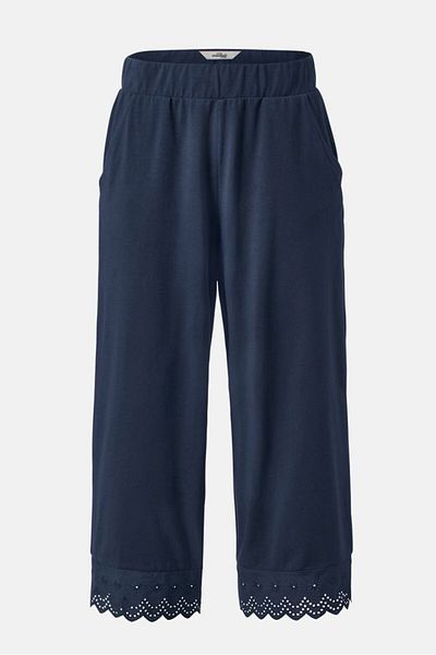 Tchibo Women Straight Leg Embroidery Pull On Pants, Navy