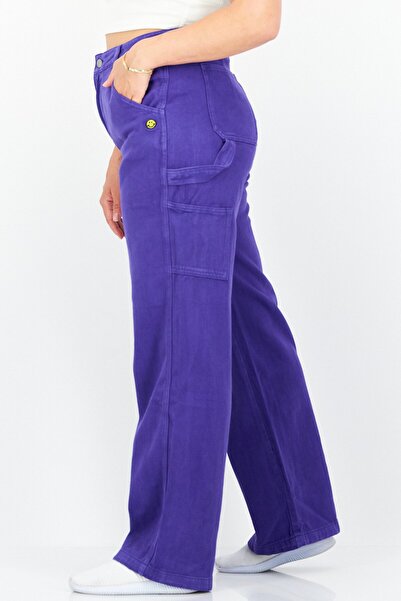 Misfit Women Plain Wide Leg Pants, Purple