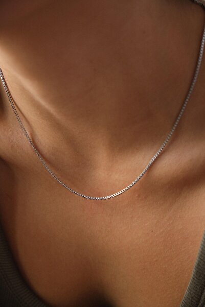 ByFlorya Jewelry Çelik Kutu Kare Zincir Kolye İnce Box Küba Zincir 1mm Zarif ...