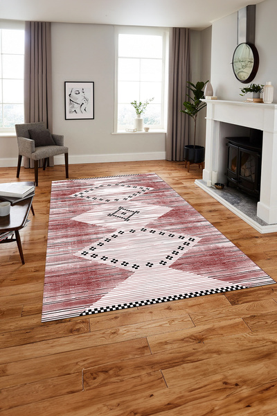 Napoli Home Printed Nordic Wicker Pattern Washable Non-Slip Runner Kitchen Living Room Carpet