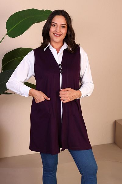 Ferace Women's Large Size Hijab Vest Flexible Vest with Buttons and Pockets