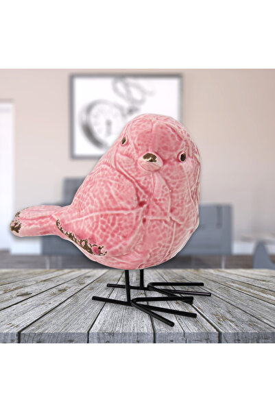 Lucena Seramik Dekoratif Kuş - Pembe