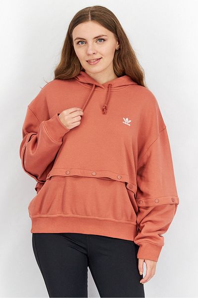 adidas Women Sportwear Fit Long Sleeve Outdoor Hooded Sweatshirt, Rust