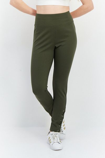 INC Women High Rise Skinny Fit Plain Pull On Pants, Green