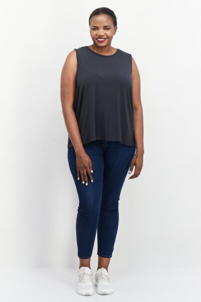 Eileen Fisher Women Plus Size Round Neck Sleeveless Solid Tank Top, Grey