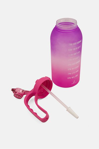 Hydroclear Motivational Ombre Jumbo Water Bottle With Straw 3780 Ml, Purple