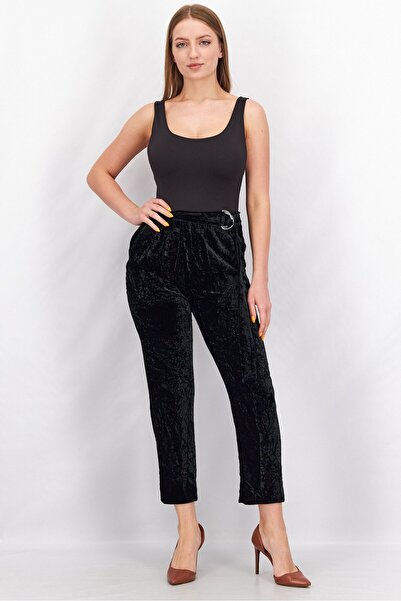 The Kooples Women Regular Fit Textured Velvet Pants, Black