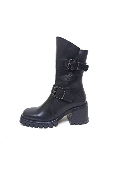 ALBİNİ ALBİNİ SİYAH DERİ KADIN POSTAL BOT AYAKKABI