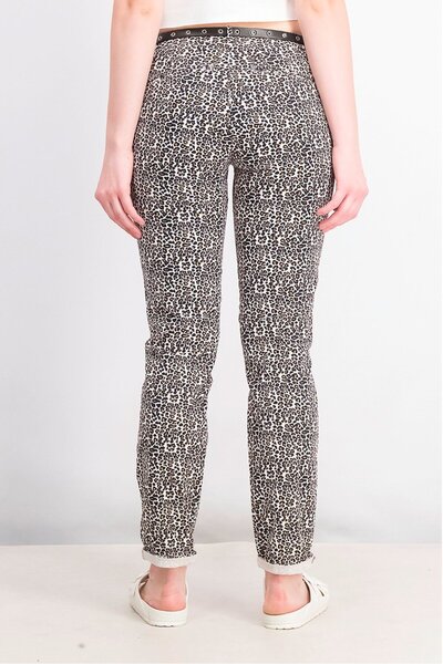 Scotch & Soda Women Belted Printed Slim Chino Pants, Black Combo