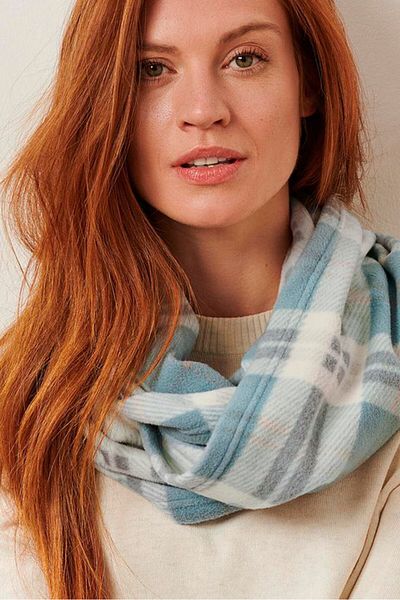 Tchibo Women Plaid Scarf 76 D Cm X 43 X W Cm, Teal