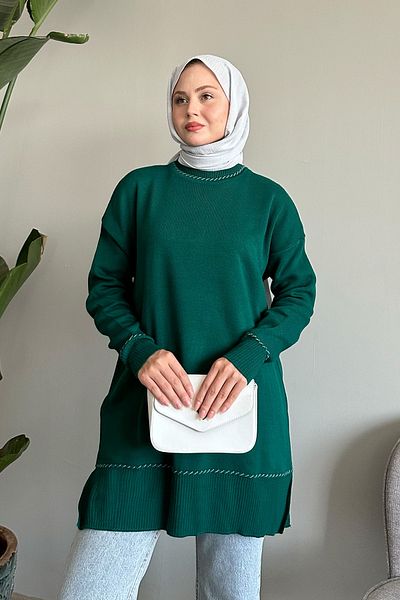InStyle Βασικό πράσινο πλεκτό πουλόβερ με σωλήνες