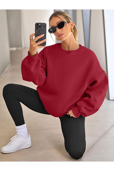 COMBİNE MİCHAİL Hanorac roșu oversize pentru damă