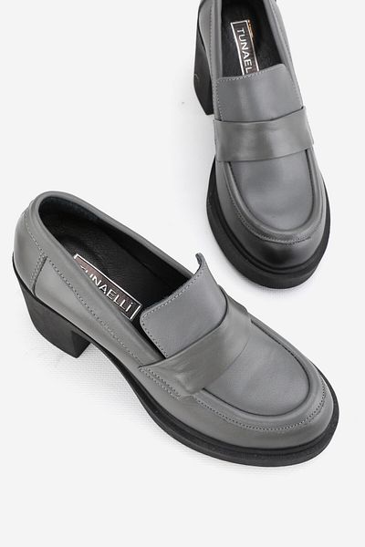 TUNAELLİ ДАМСКИ ОБУВКИ С ТОК, СИВИ, ОТ ЕСТЕСТВЕНА КОЖА, 36-41 РАЗМЕР