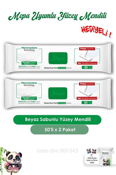 Sleepy 2 Pieces of White Soap Mopa - Floor Wipes 50Pcs and Rosie