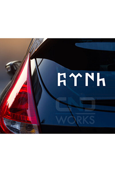 CND works Göktürk Türk Yazısı Araba-motosiklet Cam Etiket Sticker 15x4,5 Cm