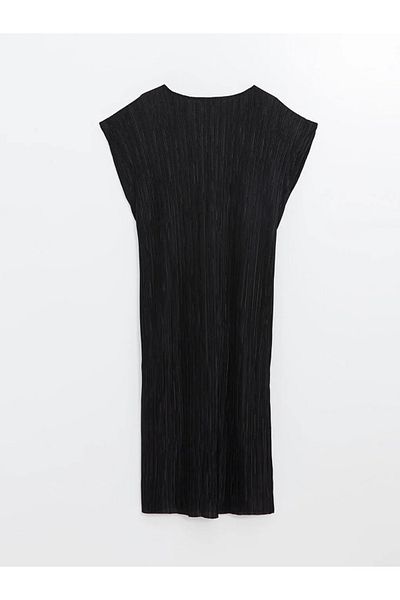 LC Waikiki Lcw Vision New Black Crew Neck Textured Women's Dress
