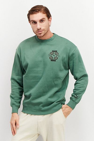 Puma Men Sportswear Fit Long Sleeve Brand Logo Sweatshirt, Olive