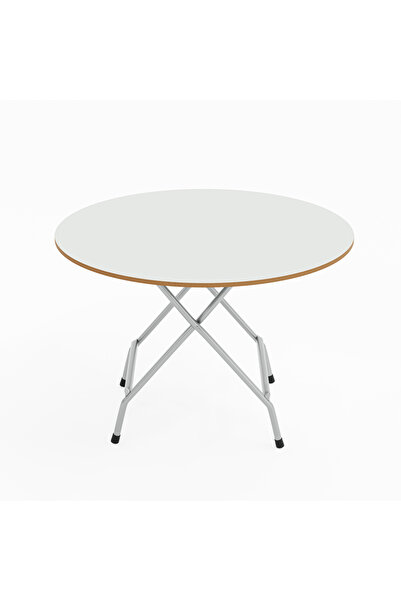 eportatif Katlanır Masa Yuvarlak Kırma Mutfak Masası 70 Beyaz 1460