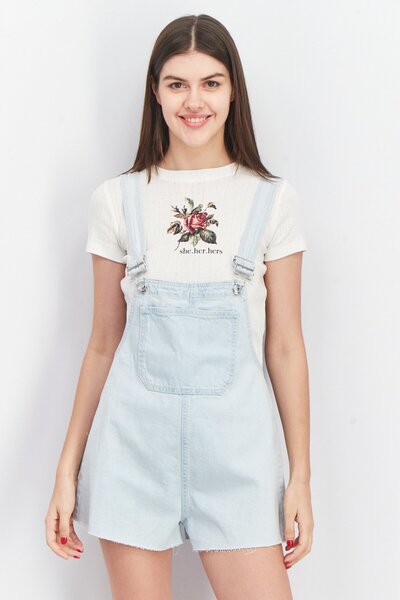 Don't Call Me Jennyfer بدلة جينز نسائية بدون أكمام، لون أزرق