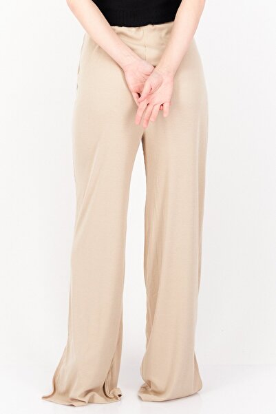 NA-KD Women Regular Fit High Rise Pull On Ribbed Pant, Beige
