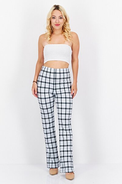 Stussy Women Checkered Straight Leg Pants, Grey Combo