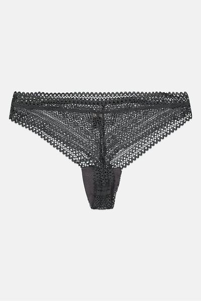 Etam Women Lace Pull-on Tango Panty, Dark Grey